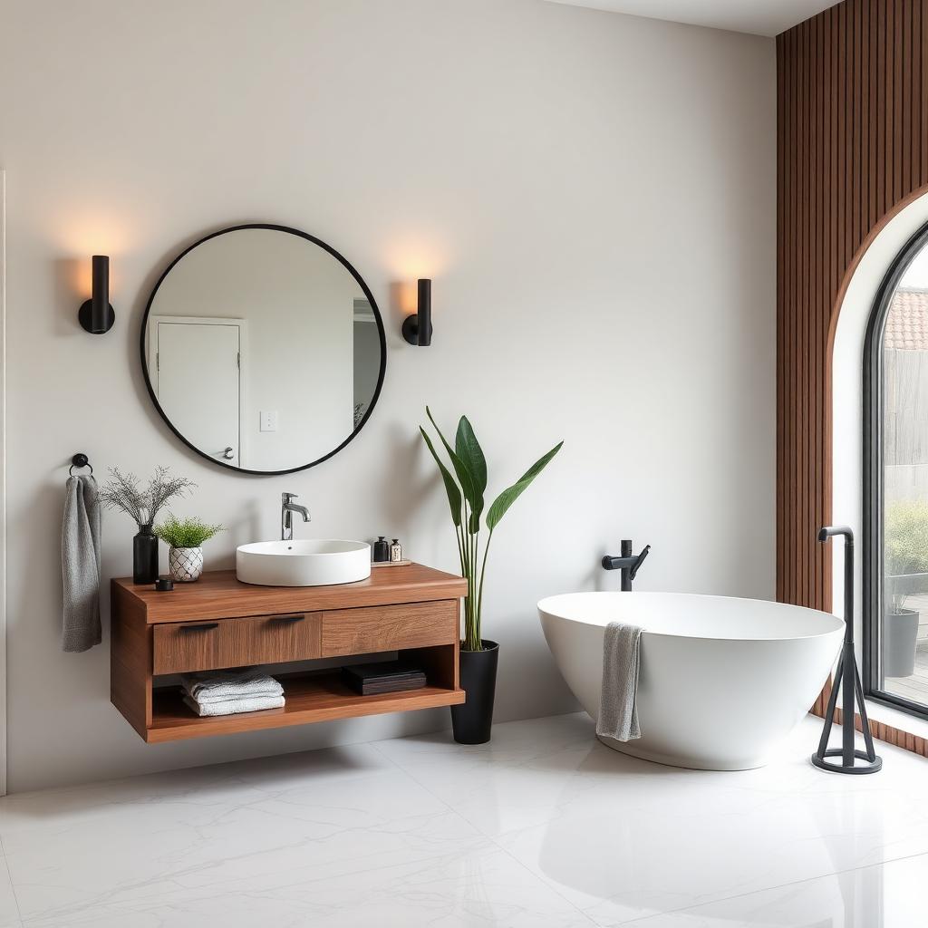 Salle de bain vide vers salle de bain décorée